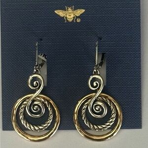 NWT Elegant Two-Tone Gold and Silver Swirl Earrings